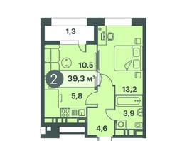 Продается 2-комнатная квартира ЖК Три Клёна, дом 1, 39.3  м², 6484500 рублей