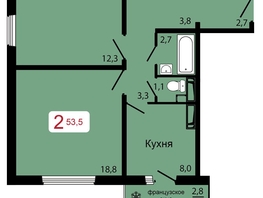 Продается 2-комнатная квартира ЖК КБС. Классика, дом 1, 53.5 м², 6944500 рублей