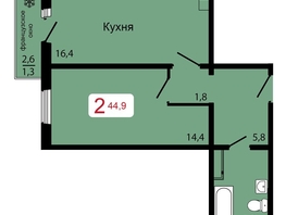 Продается 1-комнатная квартира ЖК КБС. Классика, дом 1, 44.9  м², 6150000 рублей