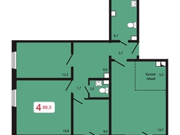 Продается 4-комнатная квартира ЖК КБС. Берег, дом 5 строение 2, 89.3  м², 10808800 рублей
