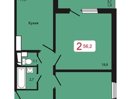 Продается 2-комнатная квартира ЖК КБС. Берег, дом 5 строение 2, 56.2  м², 7556000 рублей