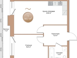 Продается 1-комнатная квартира ЖК Небо над Енисеем, 50.1 м², 9268500 рублей