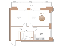 Продается 2-комнатная квартира ЖК Небо над Енисеем, 54.7 м², 8916100 рублей