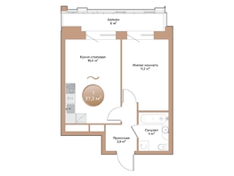 Продается 1-комнатная квартира ЖК Небо над Енисеем, 37.3 м², 7609200 рублей