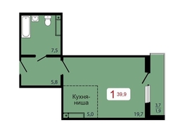 Продается 1-комнатная квартира ЖК КБС. Берег, дом 7 строение 5, 39.9  м², 5586000 рублей