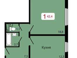 Продается 1-комнатная квартира ЖК КБС. Берег, дом 7 строение 6, 42.4  м², 6000000 рублей