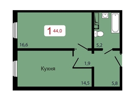 Продается 1-комнатная квартира ЖК КБС. Берег, дом 7 строение 6, 44  м², 6336000 рублей