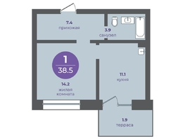 Продается 1-комнатная квартира ЖК Прогресс-квартал Перемены, дом 1, 38.5  м², 5967500 рублей