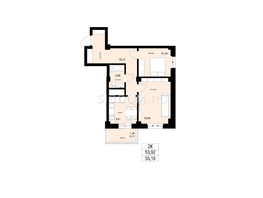 Продается 2-комнатная квартира ЖК ЛЕТО, дом 1, 55.18  м², 5900000 рублей