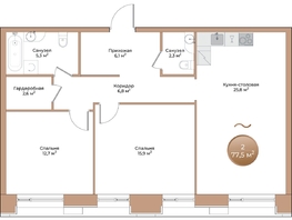 Продается 2-комнатная квартира ЖК Небо над Енисеем, 77.5  м², 17050000 рублей