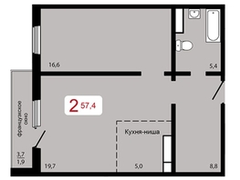 Продается 2-комнатная квартира ЖК Мичурино, дом 2 строение 6, 57.4 м², рублей