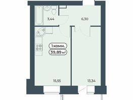 Продается 1-комнатная квартира ЖК Мята, дом 3, 39.89  м², 4700000 рублей