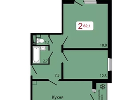 Продается 2-комнатная квартира ЖК КБС. Классика, дом 3, 62.1 м², 7640000 рублей
