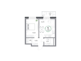 Продается 1-комнатная квартира ЖК Юдинский, дом 1.5, 41.99  м², 5139576 рублей