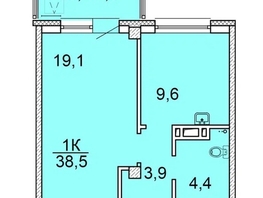 Продается 1-комнатная квартира ЖК Зеленая высотка на Калинина, 38.1  м², 4943000 рублей