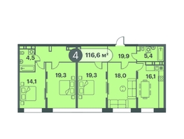 Продается 4-комнатная квартира ЖК Три Клёна, дом 1, 116.6  м², 12826000 рублей