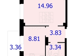 Продается 1-комнатная квартира ЖК Новые Солонцы, дом 9, 31.95  м², 5000000 рублей