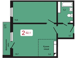 Продается 2-комнатная квартира ЖК КБС. Берег, дом 5 строение 3, 52.1  м², 7332000 рублей
