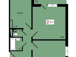 Продается 2-комнатная квартира ЖК КБС. Берег, дом 7 строение 1, 56.2  м², 7900000 рублей