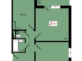 Продается 2-комнатная квартира ЖК КБС. Берег, дом 7 строение 1, 56.2  м², 7850000 рублей