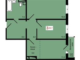 Продается 3-комнатная квартира ЖК КБС. Берег, дом 7 строение 1, 65.7  м², 8500000 рублей