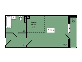 Продается 1-комнатная квартира ЖК КБС. Берег, дом 7 строение 1, 39.1  м², 5100000 рублей