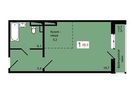Продается 1-комнатная квартира ЖК КБС. Берег, дом 7 строение 1, 38.3  м², 5350000 рублей