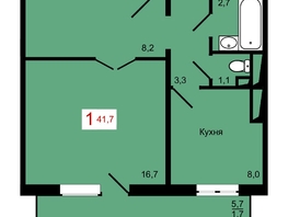 Продается 1-комнатная квартира ЖК КБС. Берег, дом 7 строение 2, 41.7  м², 6050000 рублей