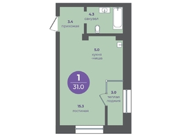 Продается 1-комнатная квартира ЖК Прогресс-квартал Перемены, дом 1, 31  м², 5425000 рублей