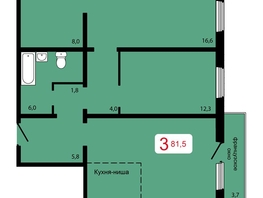 Продается 3-комнатная квартира ЖК Мичурино, дом 2 стр 7, 81.5  м&sup2;, 8560000 рублей