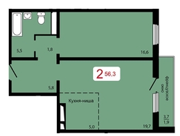Продается 2-комнатная квартира ЖК Мичурино, дом 2 стр 6, 56.3  м&sup2;, 7070000 рублей