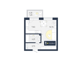 Продается 1-комнатная квартира ЖК Живём, Квартал 6.2, дом 1, 33.95  м&sup2;, 3904250 рублей