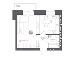Продается 1-комнатная квартира ЖК Звезда, 36.86  м&sup2;, 4976100 рублей