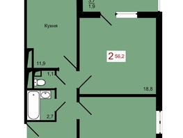 Продается 2-комнатная квартира ЖК КБС. Берег, дом 7 строение 1, 56.2  м&sup2;, 7900000 рублей
