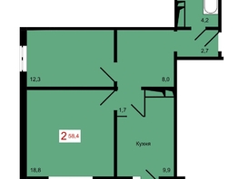 Продается 2-комнатная квартира ЖК КБС. Берег, дом 7 строение 2, 58.4  м&sup2;, 7900000 рублей