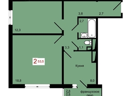 Продается 2-комнатная квартира ЖК КБС. Берег, дом 7 строение 1, 53.5  м&sup2;, 7450000 рублей