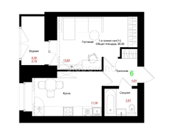 Продается 1-комнатная квартира ЖК Соцветие, дом 5.4, 35  м&sup2;, 5100000 рублей