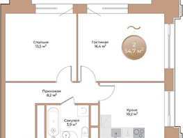 Продается 2-комнатная квартира ЖК Небо над Енисеем, 54.7  м&sup2;, 8752000 рублей