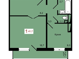 Продается 1-комнатная квартира ЖК КБС. Берег, дом 7 строение 1, 41.7  м&sup2;, 6800000 рублей