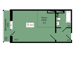 Продается 1-комнатная квартира ЖК КБС. Берег, дом 7 строение 1, 34.2  м&sup2;, 5250000 рублей