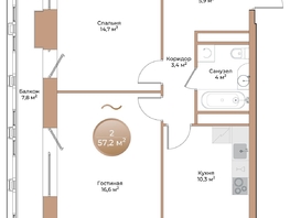 Продается 2-комнатная квартира ЖК Небо над Енисеем, 57.2  м&sup2;, 13442000 рублей