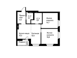 Продается 3-комнатная квартира ЖК Runway (Ранвэй), 72.7  м&sup2;, 12112837 рублей