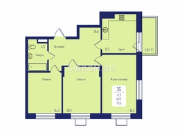 Продается 3-комнатная квартира ЖК Универс, 2 квартал, 70.6  м&sup2;, 9850000 рублей