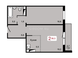 Продается 2-комнатная квартира ЖК Мичурино, дом 2 стр 1, 56.3  м&sup2;, 6600000 рублей
