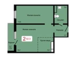 Продается 2-комнатная квартира ЖК КБС. Берег, дом 5 строение 1, 52.1  м&sup2;, 7150000 рублей
