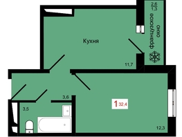 Продается 1-комнатная квартира ЖК КБС. Классика, дом 4, 32.4  м&sup2;, 5850000 рублей