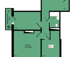 Продается 2-комнатная квартира ЖК КБС. Классика, дом 4, 59.4  м&sup2;, 8050000 рублей