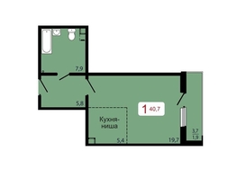 Продается 1-комнатная квартира ЖК КБС. Берег, дом 7 строение 5, 40.7  м&sup2;, 6162940 рублей