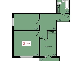 Продается 2-комнатная квартира ЖК КБС. Берег, дом 7 строение 5, 58.4  м&sup2;, 8643850 рублей