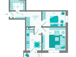 Продается 2-комнатная квартира ЖК КБС. Берег, дом 7 строение 5, 60.8  м&sup2;, 9100000 рублей